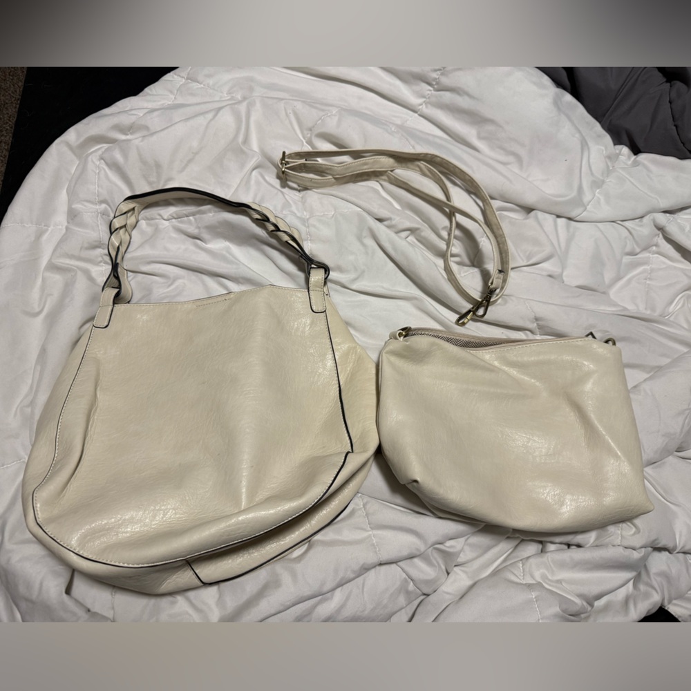 Jen&Co Vegan Leather Cream Bag Set